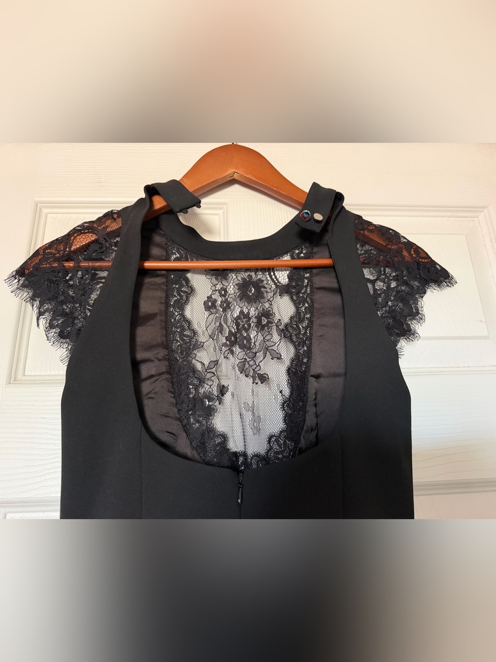 Black Lace-Trim Mini Dress - Picture 6 of 8